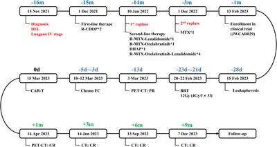 Case report: Bridging radiation therapy before chimeric antigen receptor T-cell therapy induces sustained remission in patients with relapsed/refractory double-expressor diffuse large B-cell lymphoma with localized compressive symptoms